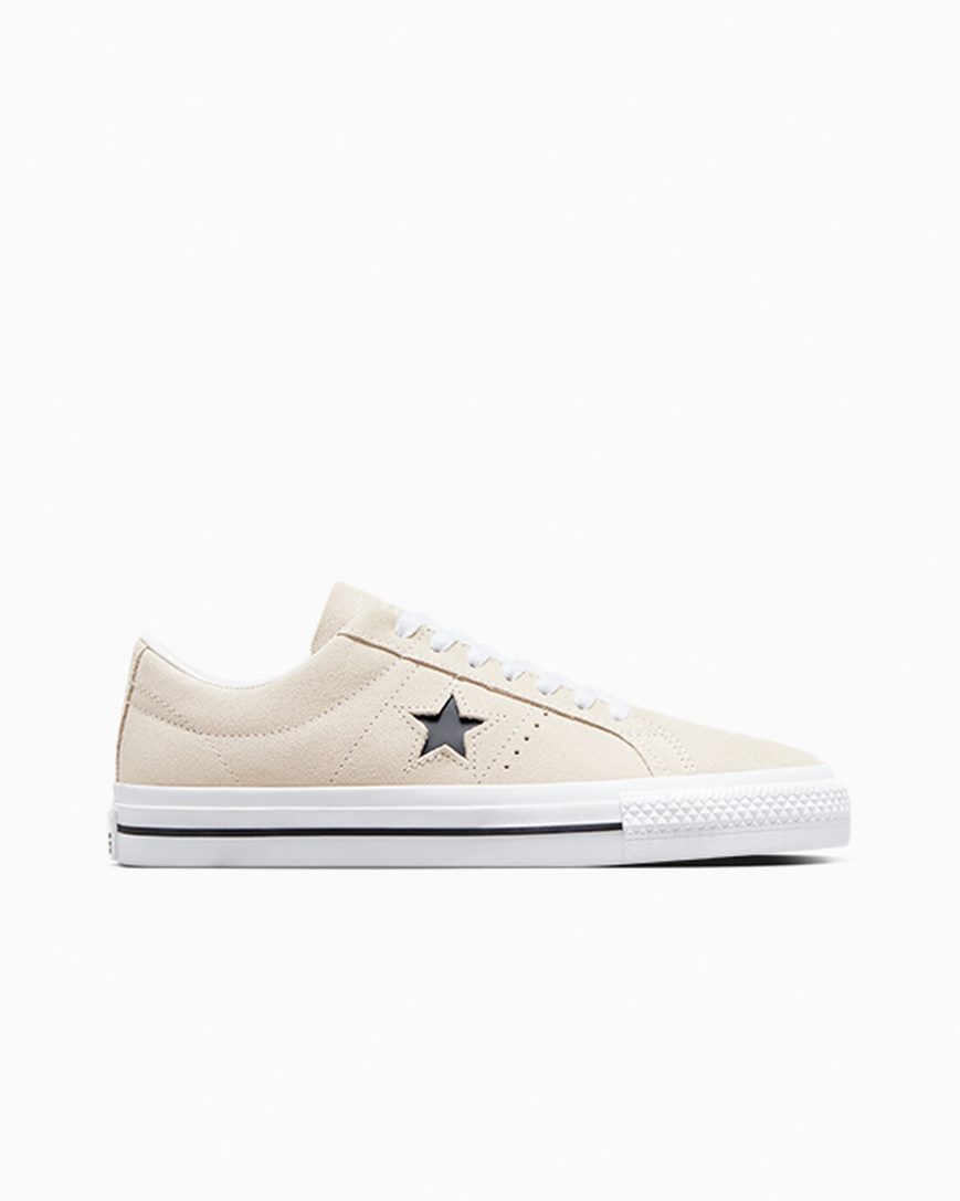Men\'s Converse CONS One Star Pro Suede Skate Shoes Beige / White / Black | AU 01C83O